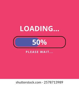 50% loaded loading bar vector illustration, design for websites and graphic resources.