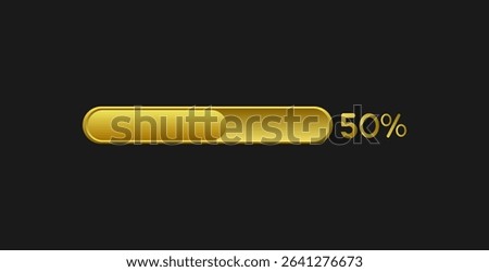 50% loading bar in gold color. Vector illustration
