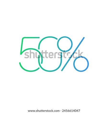 50% logo. 50 percent concept. slim 50 percent logo. 50% concept for economy, finance, business world