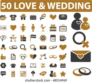 50 signos de amor y boda. vector