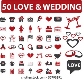50 love & wedding signs. vector