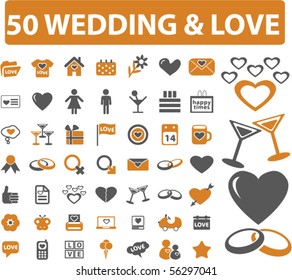 50 signos de amor y boda. vector