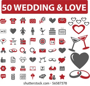 50 love & wedding signs. vector