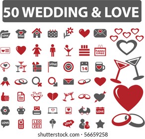 50 love & wedding signs. vector