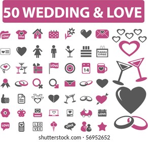 50 love & wedding signs. vector