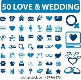 50 love & wedding signs. vector