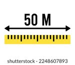 50 meters ruler icon. Vector measure scale, size and length isolated on white background