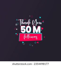 50 Million followers banner for social media followers and subscribers. Thank you 50M  followers vector template for network, social media friends and subscribers.