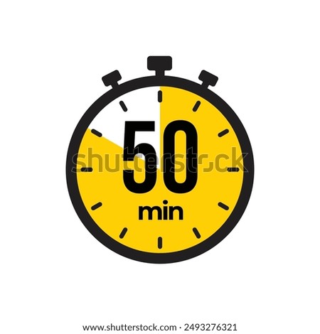 50 min Timer, clock, stopwatch isolated icons. Countdown timer symbol. Label cooking time. Minute timer, Time measure, Chronometer, Alarm, Kitchen timer, label, sticker, stamp.  Vector illustration