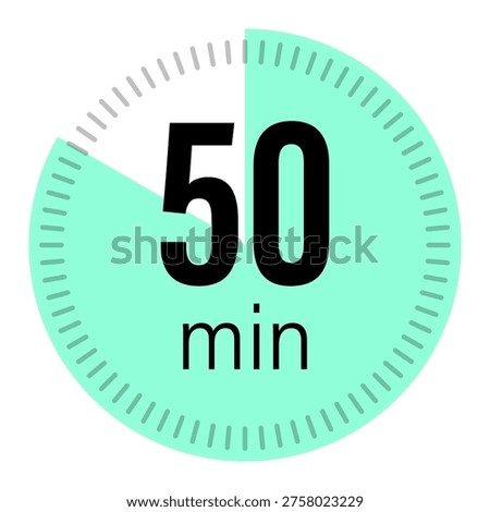 50 min timer. Green clock Vector. Time management tool. Fifty minutes interval. Manual vector only. No autotrace used. EPS 10.