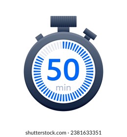 50 min timer and Stopwatch icons. Countdown symbol. Kitchen timer icon. Vector illustration