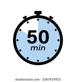 50 minute Timer, clock, stopwatch isolated icons. Countdown timer symbol. Label cooking time. Minute timer, Time measure, Chronometer, Alarm, Kitchen timer, label, sticker, stamp. Vector illustration