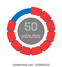 50 minutes. Creative design of the dial with time indication. Flat style