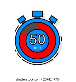 50 minutes left. Timer, clock, stopwatch isolated icon. Note the cooking time. Vector illustration.