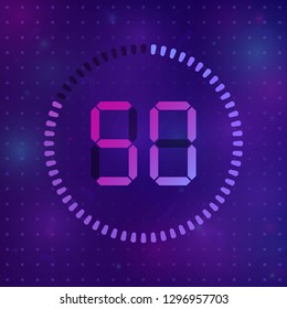 The 50 minutes, stopwatch vector icon, digital timer. Vector digital count down circle board with circle time pie diagram. Watch outline style design, designed for web and app.