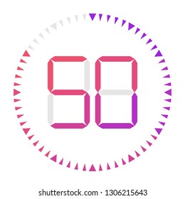 The 50 minutes, stopwatch vector icon, digital timer. Vector digital count down circle board with circle time pie diagram. Watch outline style design, designed for web and app.