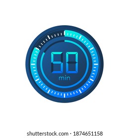 Los 50 minutos, icono del vector de cronómetro. Icono de Stopwatch en estilo plano sobre un fondo blanco. Ilustración de material vectorial.