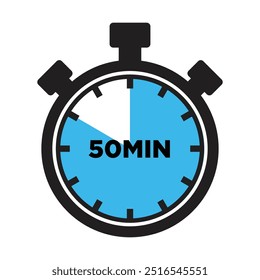 50 Minutos Ícone De Temporizador, Design Plano Moderno. Relógio, Cronômetro, Mostrando 50 Minutos Label. Hora da cozinha, Indicação de contagem regressiva.