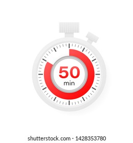 The 50 minutes timer. Stopwatch icon in flat style.
