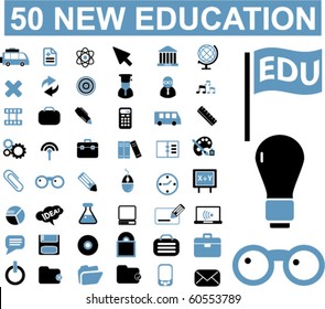 50 new education signs. vector