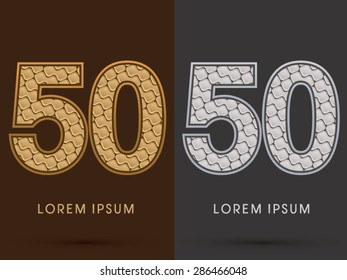 50 Number, Abstract Font, Text, Typography, concept  luxury gold and silver pattern, graphic vector