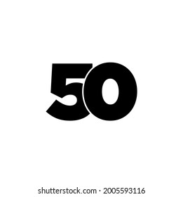 "50" number in bold black font. 50 digit unit vector. 