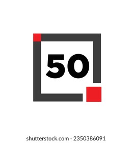50 number with box icon. 50 typography monogram.