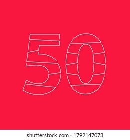 50 number, linear stroke font. Modern trendy, creative style design. For logo, brand label, design elements, corporate identity, application and more. İsolated vector illustration