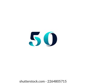 50 Number logo design template elements. Modern abstract digital number logo. Vector illustration.