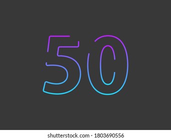 50 number, outline stroke gradient font. Trendy, dynamic creative style design. For logo, brand label, design elements, application and more. Isolated vector illustration