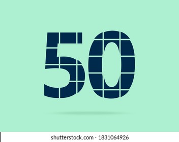 50 number, vector desing font.  Made of knife cut. For logo, brand label, design elements, corporate identity, application & more. IsolatedEps10 illustration
