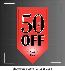 Up to 50% off banner with red outstanding design, Upto 50% off, Discount offer, Banner Add, Special Offer add