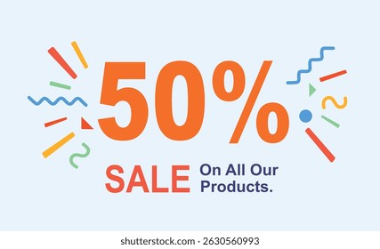 50 % de réduction sur la Bannière. Super remise. Offre spéciale pour les promotions à prix réduit. 50% de réduction. illustration vectorielle de template de bannière.