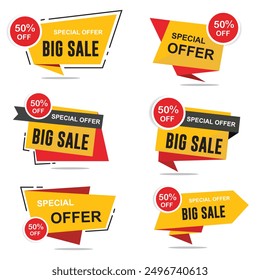 50% off BIG SALE special offer tags,banners