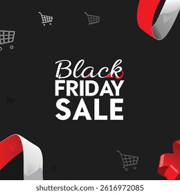 Up to 50% off Black Friday sale with present graphic on red