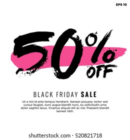 50% OFF Black Friday Sale (Promotional Poster Design Vector Illustration) With Text Box Template