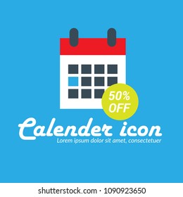 50% OFF and calendar, vector illustration