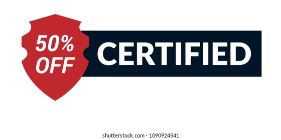 50% OFF certified, vector illustration