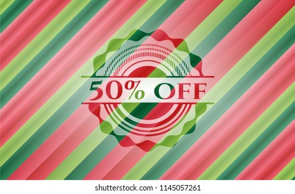 50% Off christmas badge background.