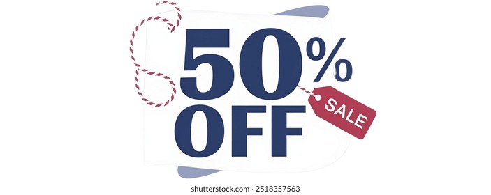 50% OFF creative banner,minimalistic flat vector illustration,,plain background
