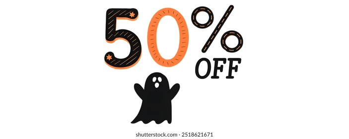 50% OFF creative banner,minimalistic flat vector illustration,,plain background