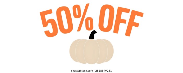 50% OFF creative banner,minimalistic flat vector illustration,,plain background