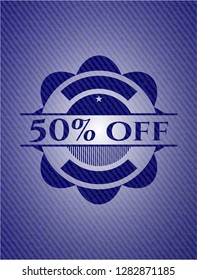 50% Off denim background