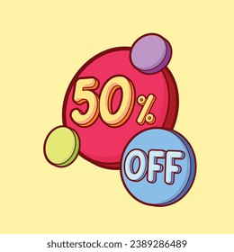 50% Off Discount Badge Flat Style Vector