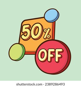 50% Off Discount Badge in Flat Style Vector