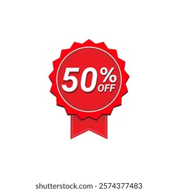 50% Off discount offer vector label design. Tag design for business advertising.