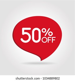 50% OFF Discount Sticker. Sale Red Tag Isolated Vector Illustration. Discount Offer Price Label, Vector Price Discount Symbol.