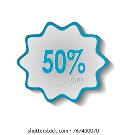 50% OFF Discount Sticker Sale blue Label Price Discount Symbol
