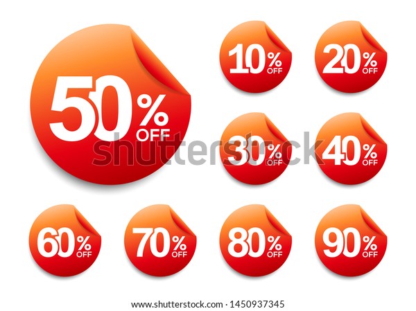 50 Off Discount Sticker Set 1090 Stock Vector (Royalty Free) 1450937345