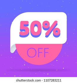 50% off discount sticker. Special offer sale red tag isolated vector illustration. Discount offer price label, symbol for advertising campaign in retail, sale promo marketing